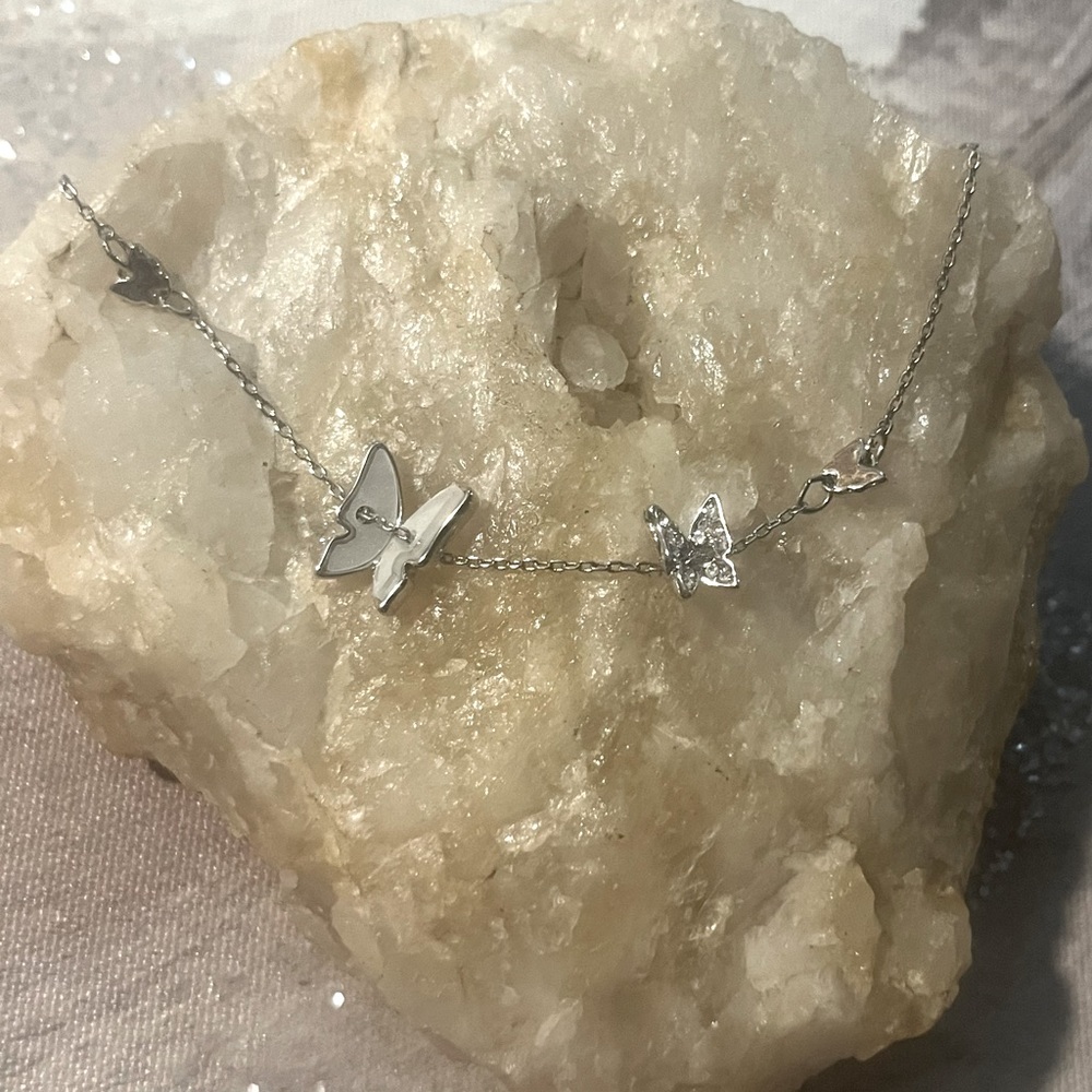 New Silver Butterfly Adjustable Choker Necklace Boho 90's‎ Y2K Reminiscence